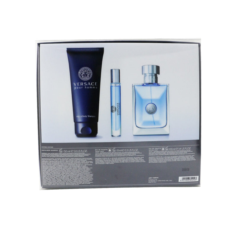 Versace Versace Pour Homme Coffret: Eau De Toilette Spray 100ml/3.4oz + Eau De Toilette Spray 10ml/0.3oz + Hair & Body Shampoo 150ml/5oz 