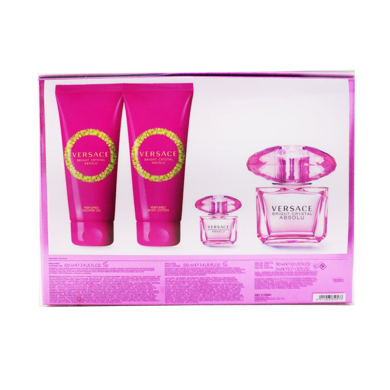 Versace Bright Crystal Absolu Coffret: Eau De Parfum Spray 90ml + Body Lotion 100ml +Eau De Parfum 5ml + Shower Gel 100ml 