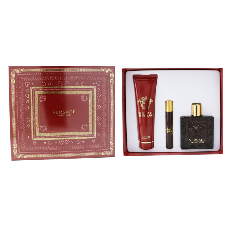 Versace Eros Flame Coffret: Eau De Parfum Spray 100ml/3.4oz + Eau De Parfum Spray 10ml/0.3oz + Shower Gel 150m/5oz 