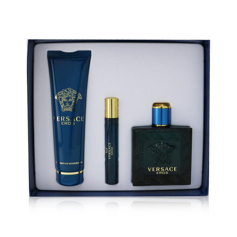 Versace Eros Coffret: Eau De Toilette Spray 100ml/3.4oz + Eau De Toilette Spray 10ml/0.3oz + Shower Gel 150ml/5oz 