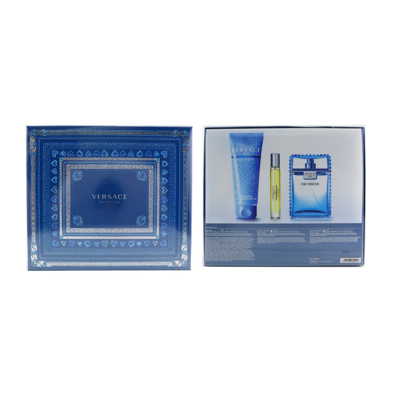 Versace Eau Fraiche Coffret: Eau De Toilette Spray 100ml/3.4oz + Bath&Shower Gel 150ml/5oz + Eau De Toilette Spray 10ml/0.3oz 