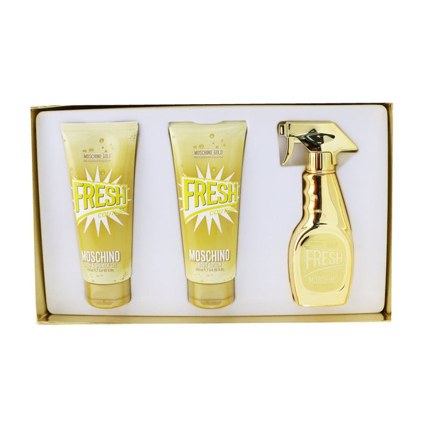 Moschino Gold Fresh Couture Coffret: Eau De Parfum Spray 50ml/1.7oz + The Freshest Body Lotion 100ml/3.4oz + The Freshest Bath & Shower Gel 100ml/3.4oz 