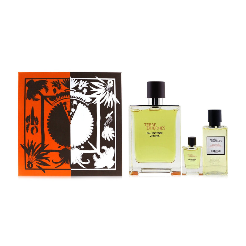 Hermes Terre D'Hermes Eau Intense Vetiver Coffret: Eau De Parfum 100ml/3.3oz + Hair & Body Shower Gel 40ml/1.35oz + Eau De Parfum 5ml/0.17oz 