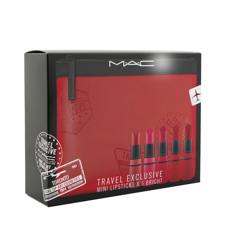 MAC Travel Exclusive Mini Lipsticks Set (5x Mini Lipstick + 1 Bag) - #Bright 