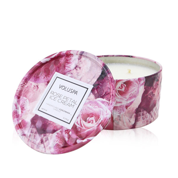 Voluspa 2 Wick Tin Candle - Rose Petal Ice Cream 