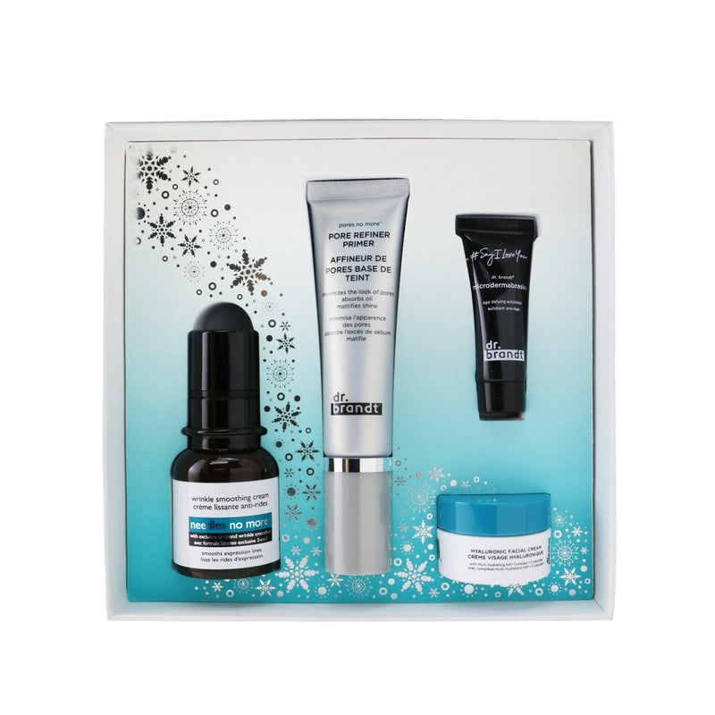 Dr. Brandt Skincare Wishlist Kit: Pore Refiner Primer 30ml+ Wrinkle Smoothing Cream 15g+ Microdermabrasion 7.5g+ Hyaluronic Cream 10g  4pcs