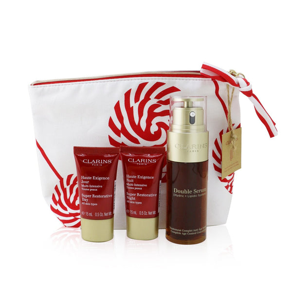 Clarins Double Serum & Super Restorative Collection: Double Serum 50ml+ Super Restorative Day 15ml+ Super Restorative Night 15ml+ Bag 