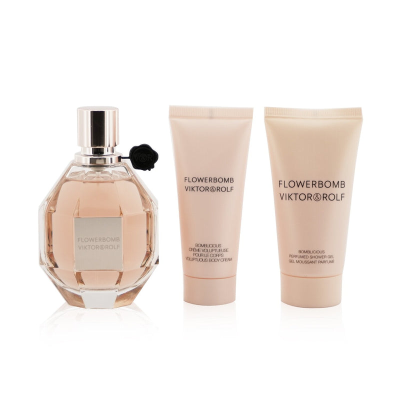 Viktor & Rolf Flowerbomb Coffret: Eau De Parfum Spray 100ml/3.4oz + Body Cream 40ml/1.36oz + Shower Gel 50ml/1.7oz 