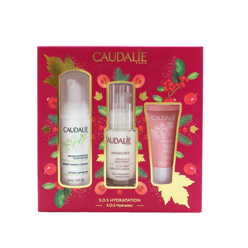 Caudalie Vinosource S.O.S Hydration Set: S.O.S Thirst-Quenching Serum 30ml+ Instant Foaming Cleanser 50ml+ Moisturizing Sorbet 15ml 