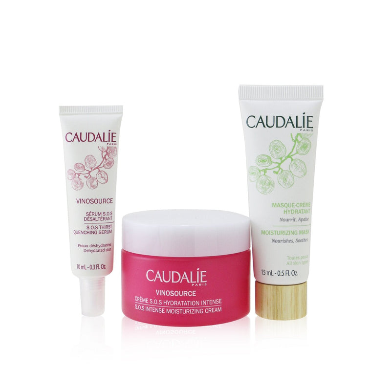 Caudalie Vinosource Intense Hydration S.O.S Set: Moisturizing Cream 50ml+ S.O.S Thirst-Quenching Serum 10ml+ Moisturizing Mask 15ml 