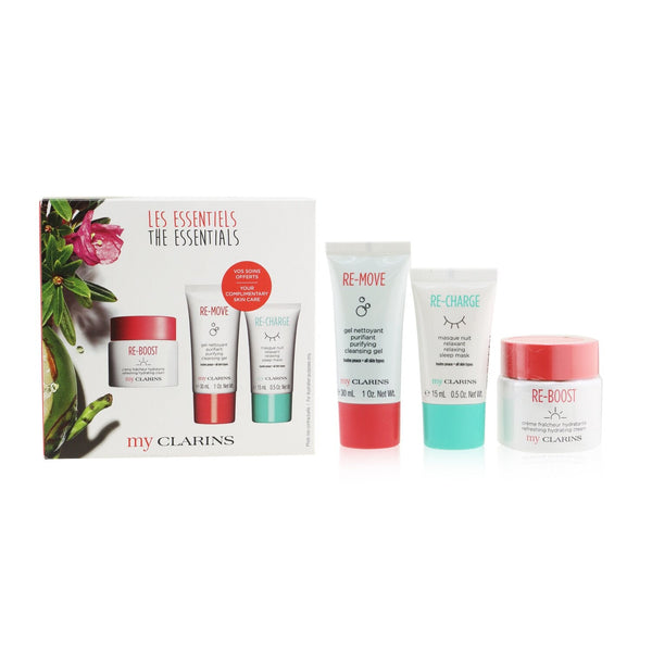 Clarins My Clarins The Essentials Set: Re-Boost Hydrating Cream 50ml+ Re-Move Cleansing Gel 30ml+ Re-Charge Sleep Mask 15ml 