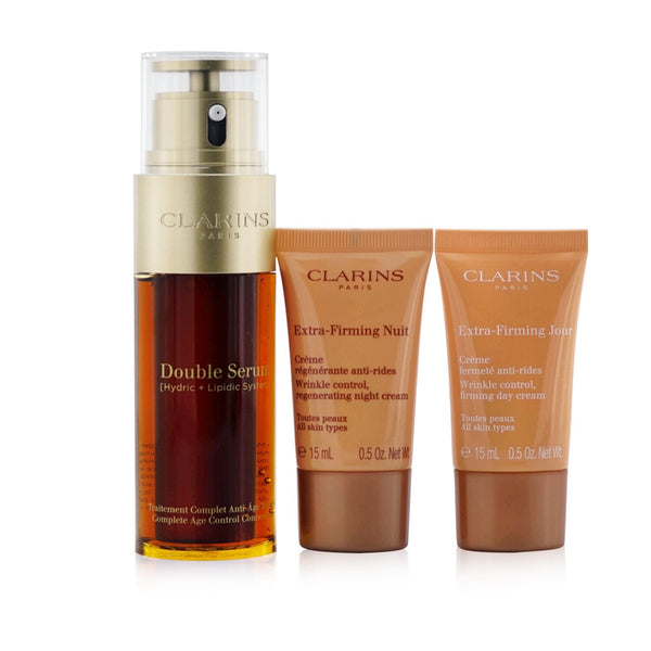 Clarins Double Serum Extra-Edition Set: Double Serum 50ml + Extra-Firming Day Cream 15ml + Extra-Firming Night Cream 15ml + Bag 