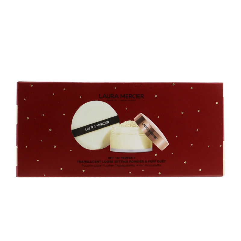 Laura Mercier Set To Perfect Translucent Loose Setting Powder & Puff Set: 1x Loose Setting Powder 29g + 1x Velour Puff 
