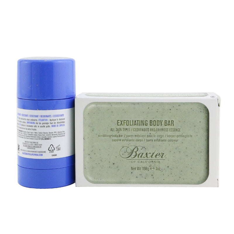 Baxter Of California Body Essentials 2-Pieces Full Size Set: Deodorant 75g + Exfoliating Body Bar 198g  2pcs