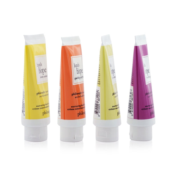 Philosophy Hope For All Nurturing Hand & Nail Cream 4-Pieces Set: Lemon Custard 30ml + Sparkling Grapefruit 30ml + Green Tea & Avocado 30ml + Berry & Sage 30ml (Box Slightly Damaged) 
