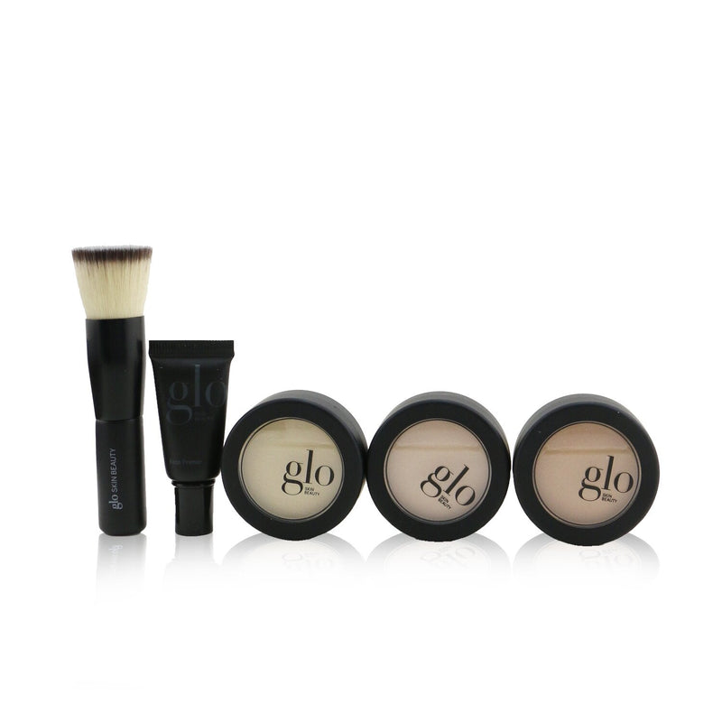 Glo Skin Beauty Meet Your Match 3 Step Foundation Kit (Face Primer+ 2x Pressed Base+Perfecting Powder+Mini Kabuki Brush) - # Beige (Light / Medium) 