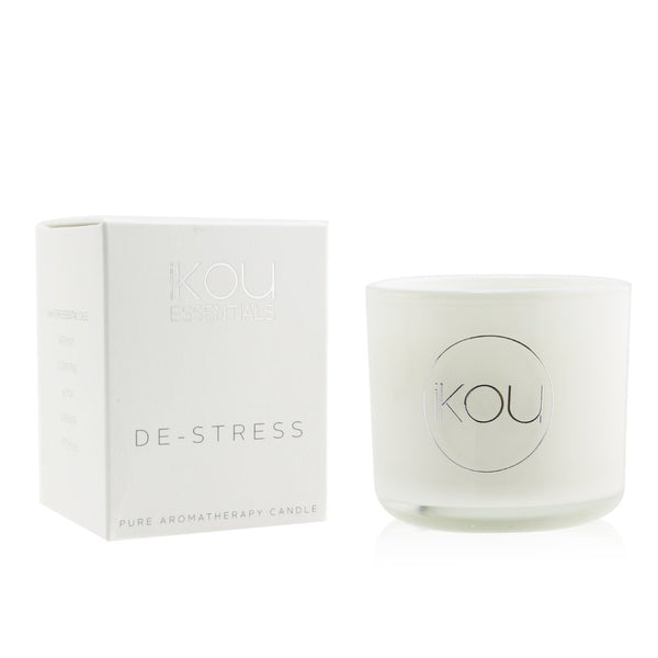 iKOU Essentials Aromatherapy Natural Wax Candle Glass - De-Stress (Lavender & Geranium) 100177 