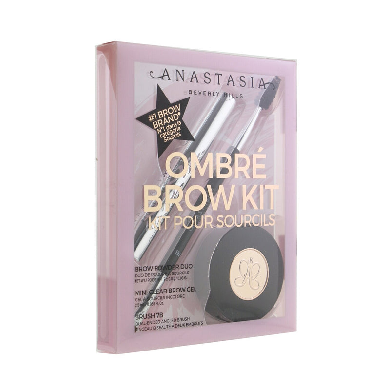 Anastasia Beverly Hills Ombre Brow Kit (Brow Powder Duo + Mini Clear Brow Gel + Brush 7B) - # Medium Brown  3pcs