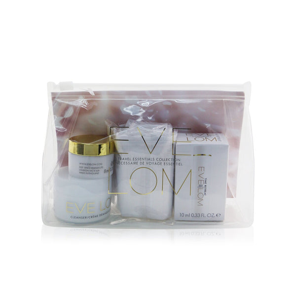 Eve Lom Travel Essentials Collection: Cleanser 20ml+ Moisture Cream 8ml+ Time Retreat Radiance Essence 10ml+ Cloth  4pcs