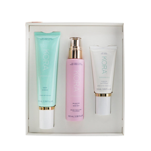 Kora Organics 3 Step System - Dry Skin: Cream Cleanser 100ml + Balancing Rose Mist 100ml + Hydrating Moisturizer 50ml  3pcs