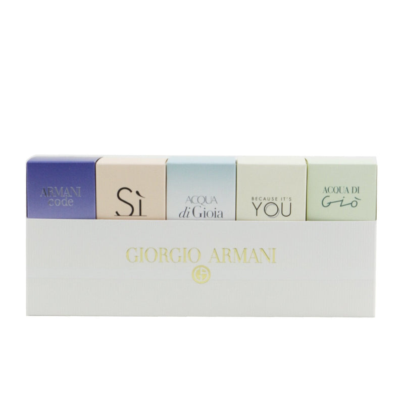 Giorgio Armani Miniature Coffret: Si EDP 7ml, Acqua Di Gioia EDP 5ml, Code Femme EDT 3ml, Acqua Di Gio EDP 5ml, Emporio Armani Because It's You EDP 7ml 