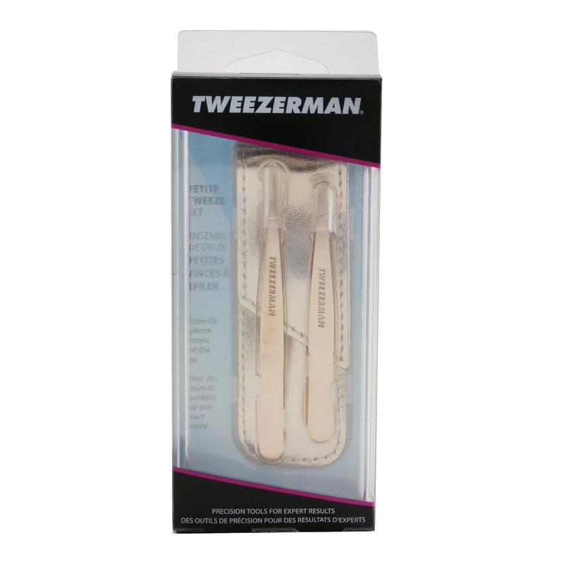 Tweezerman Rose Gold Petite Tweeze Set (1x Slant Tweezer, 1x Point Tweezer) 