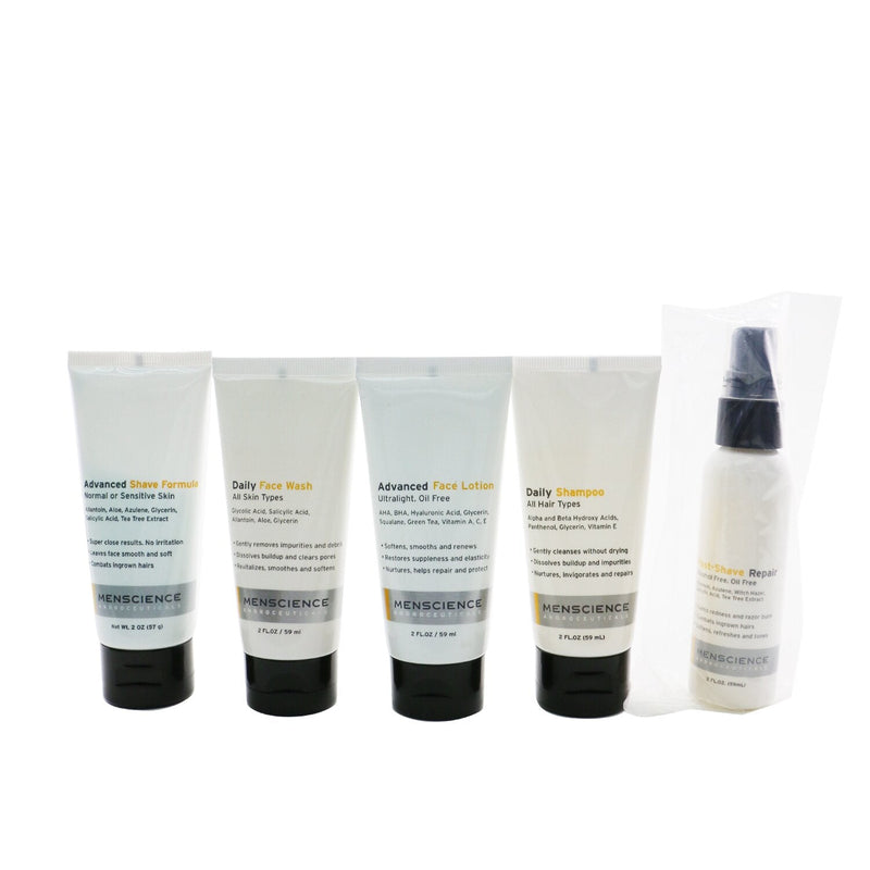 Menscience Menscience 5-Pieces Travel Set: Face Wash 59ml + Face Lotion 59ml + Shave Cream 57g + Post-Shave 59ml + Shampoo 59ml 