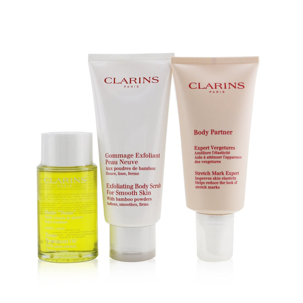 Clarins A Beautiful Pregnancy Set: Body Partner 175ml+ Exfoliating Body Scrub 200ml+ Body Treatment Oil-Tonic 100ml 