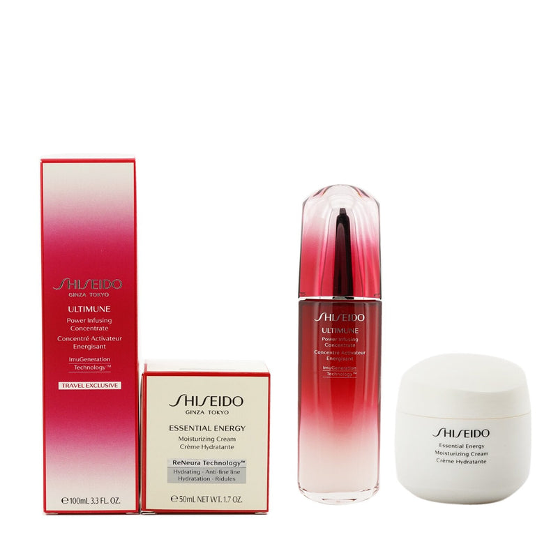 Shiseido Defend & Regenerate Power Moisturizing Set: Ultimune Power Infusing Concentrate N 100ml + Essential Energy Moisturizing Cream 50 ml (Box Slightly Damaged) 