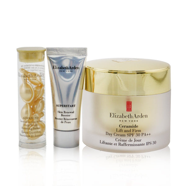 Elizabeth Arden Ceramide Lift & Firm Youth-Restoring Solutions Set: Day Cream SPF 30 50ml+ Advanced Serum 7caps+ Superstart Booster 5ml  3pcs