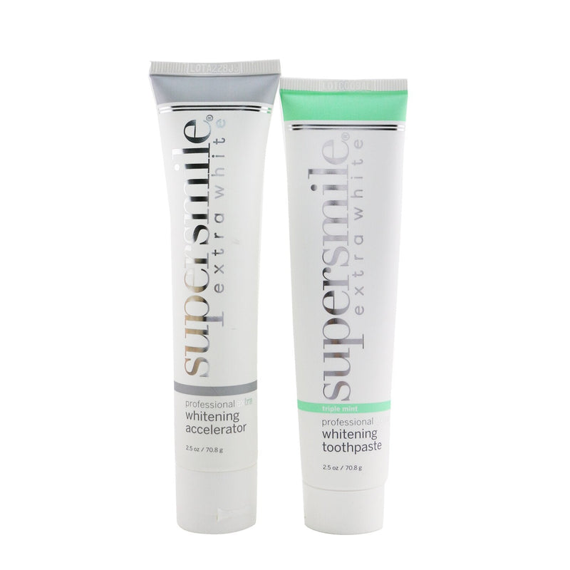 Supersmile Extra White Professional Extra Whitening System (Deluxe Travel) - Triple Mint : Accelerator 70.8g + Toothpaste 70.8g 