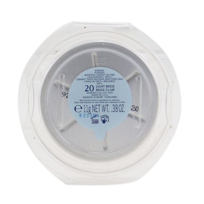 Shiseido Pureness Matifying Compact Oil Free SPF 15 Refill - 20 Light Beige  11g/0.38oz