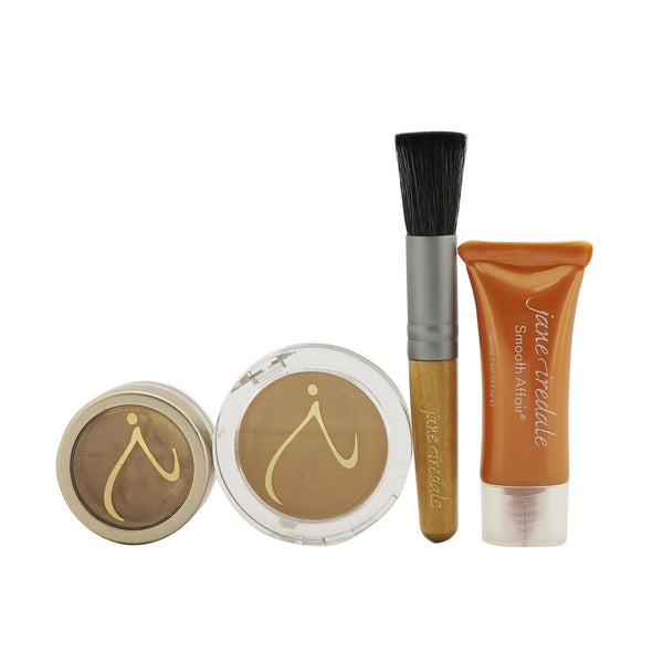 Jane Iredale Make Up Set (1x Primer 7ml + 1x Loose Mineral Powder 1.7g + 1x Mineral Foundation 2.8g + 1x Mini Powder Brush)  4pcs+1bag