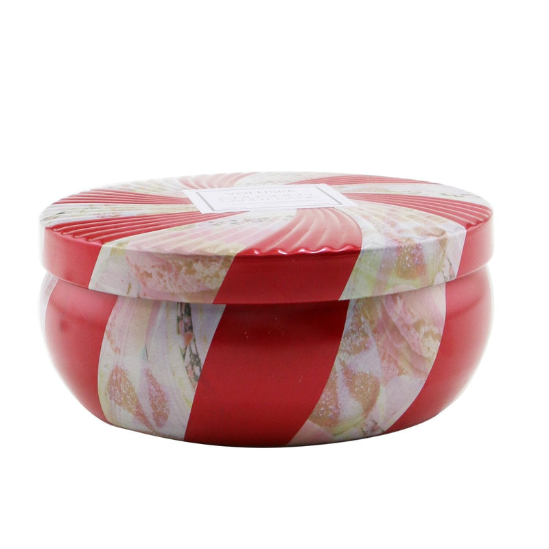 Voluspa 3 Wick Decorative Tin Candle - Crushed Candy Cane 