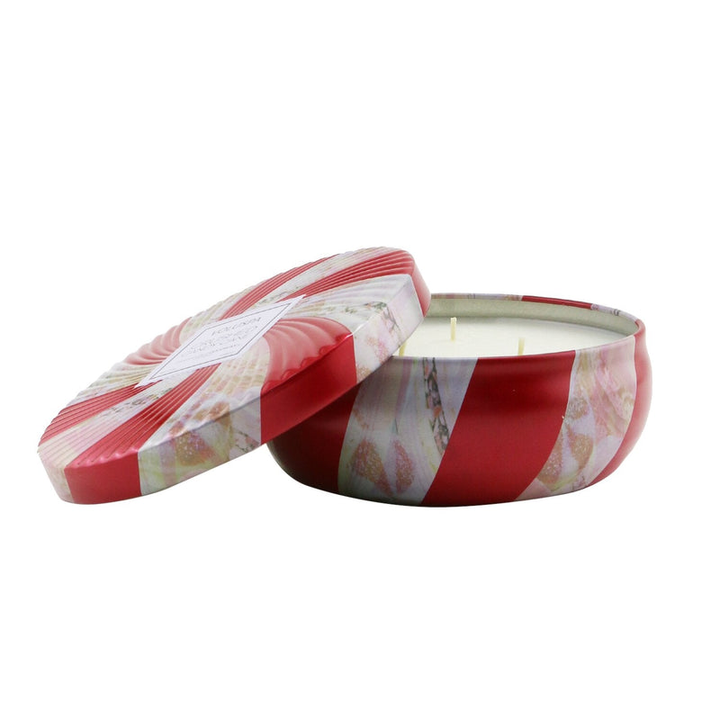 Voluspa 3 Wick Decorative Tin Candle - Crushed Candy Cane 