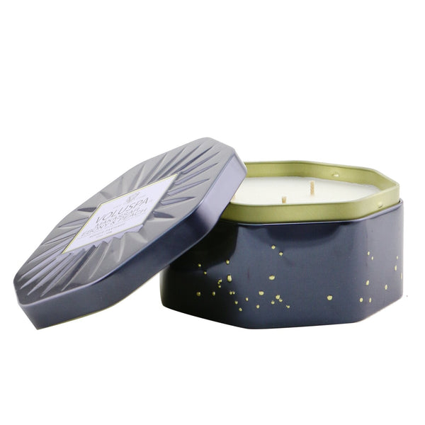 Voluspa 3 Wick Octagon Tin Candle - Makassar Ebony & Peach 