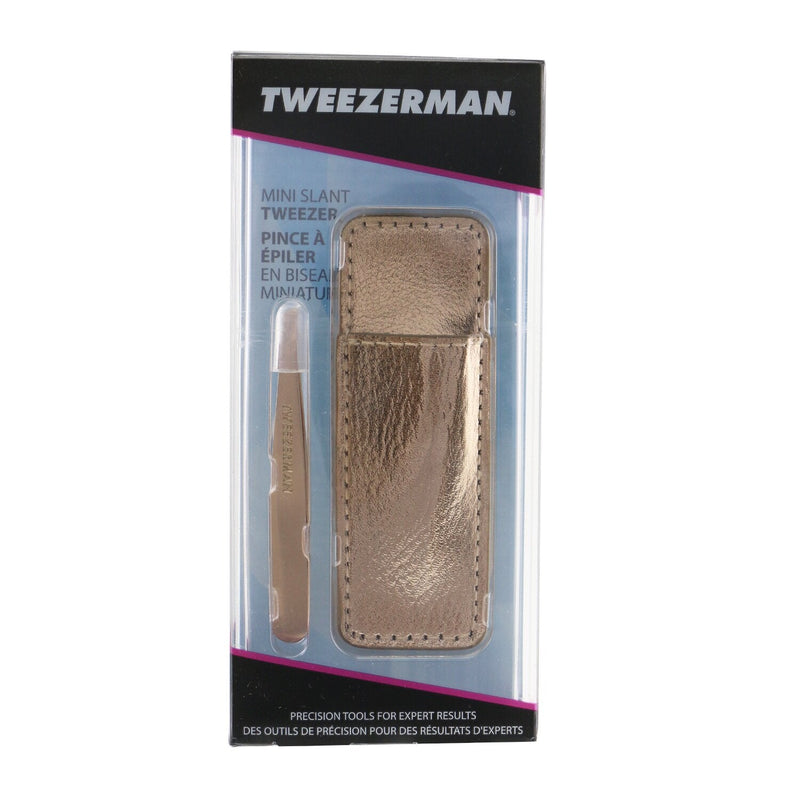 Tweezerman Mini Slant Tweezer With Case - Rose Gold 