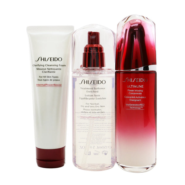 Shiseido Ultimune Defend Daily Care Set: Ultimune Power Infusing Concentrate 100ml + Clarifying Cleansing Foam 125ml + Treatment Softener Enriched 150ml 