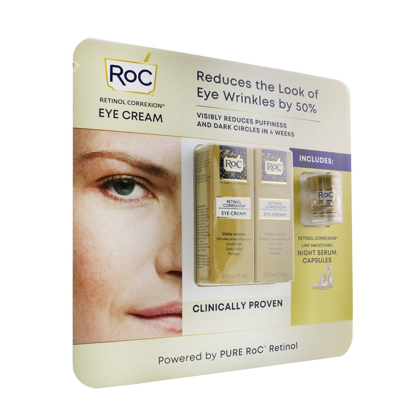 ROC Retinol Correxion Eye Cream Duo Set: 2x Eye Cream 15ml + Line Smoothing Night Serum 10capsules  3pcs