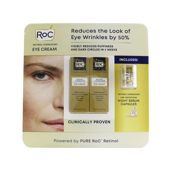 ROC Retinol Correxion Eye Cream Duo Set: 2x Eye Cream 15ml + Line Smoothing Night Serum 10capsules  3pcs