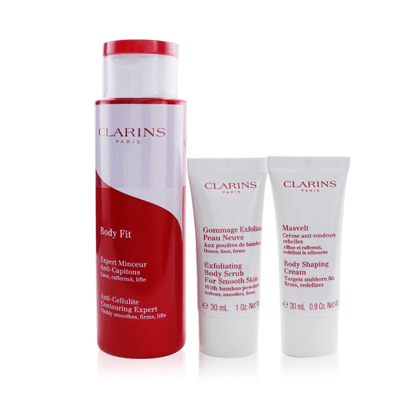 Clarins Beautiful Body Set: Body Fit 200ml+ Body Shaping Cream 30ml+ Exfoliating Body Scrub 30ml  3pcs