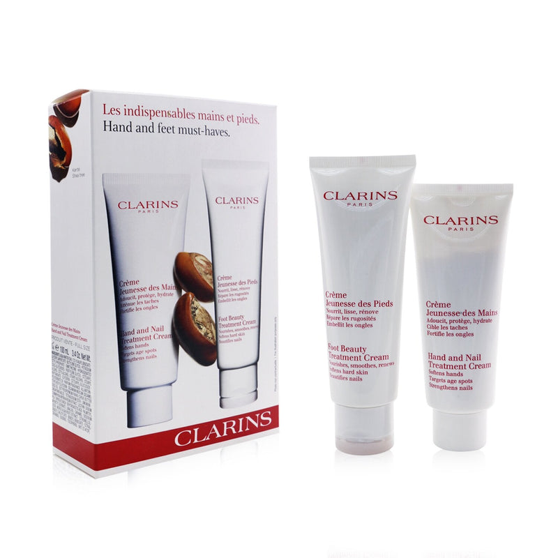 Clarins Hand & Feet Must-Haves Set: Hand & Nail Treatment Cream 100ml+ Foot Beauty Treatment Cream 125ml  2pcs