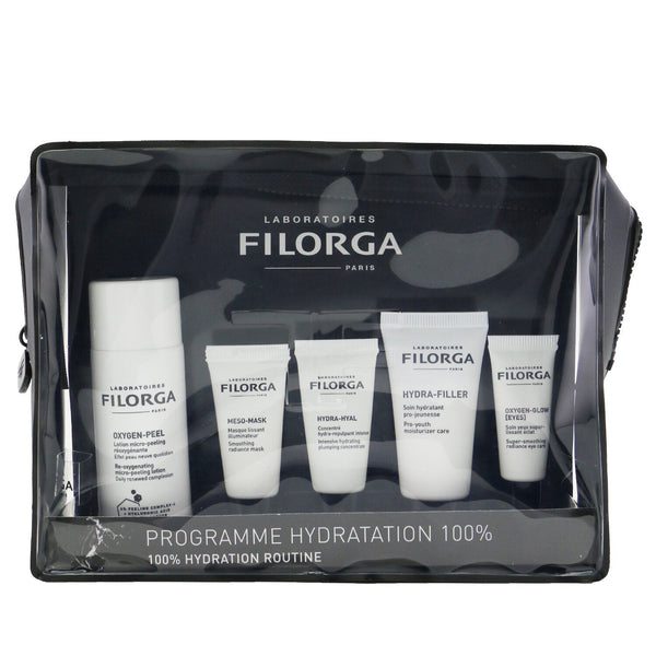 Filorga 100% Hydration Routine Set: Oxygen Peel 50ml+Meso Mask 7ml + Hydra-Hyal 7ml + Hydra-Filler 15ml+ Oxygen Glow Eyes 4ml + Bag  5pcs+1bag