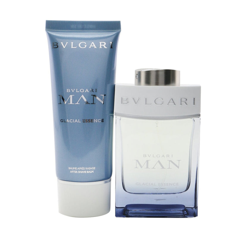 Bvlgari Man Glacial Essence Coffret: Eau De Parfum Spray 100ml/3.4oz + After Shave Balm 100ml/3.4oz + Pouch (X'mas Edition)  2pcs+Pouch
