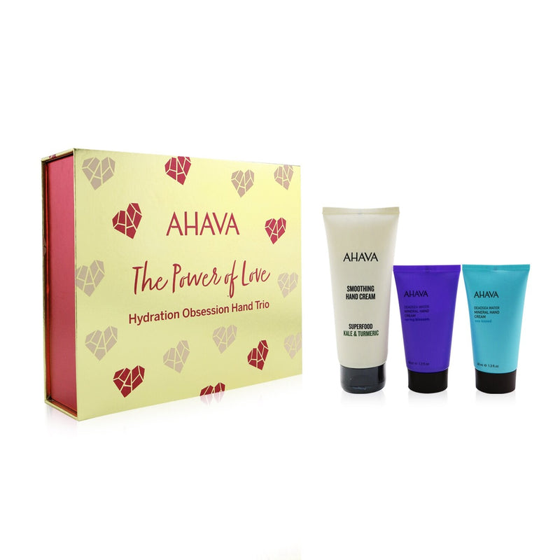 Ahava The Power Of Love Hand Trio: Superfood Hand Cream+ Mineral Hand Cream - Spring Blossom+ Mineral Hand Cream - Sea-Kissed  3pcs