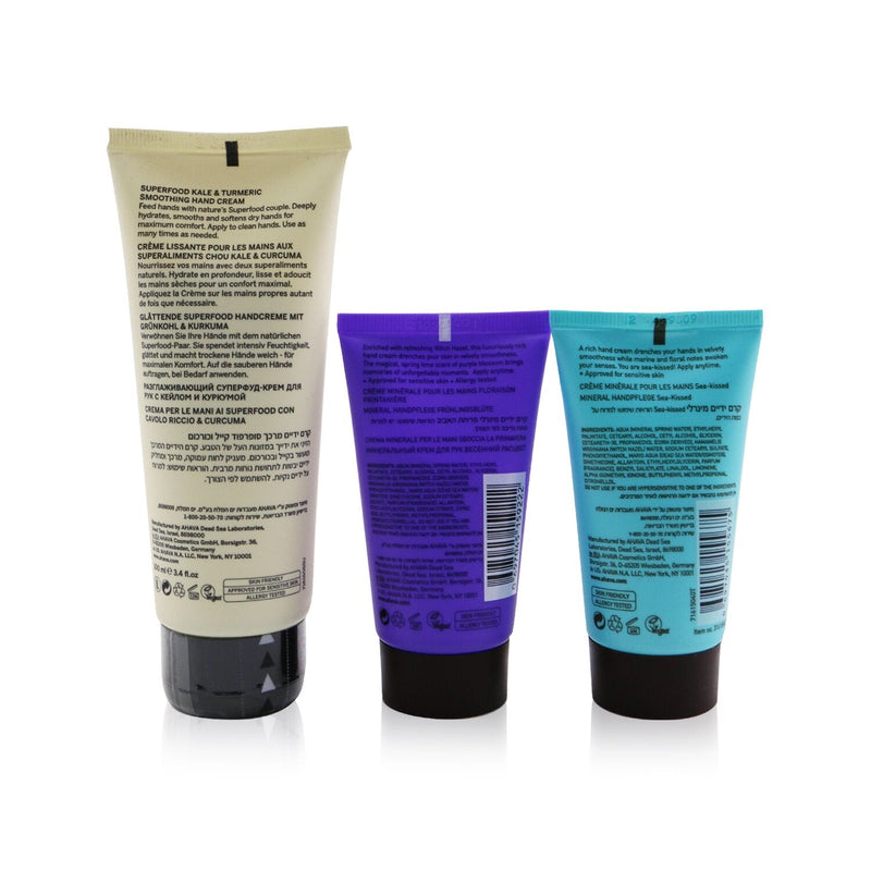 Ahava The Power Of Love Hand Trio: Superfood Hand Cream+ Mineral Hand Cream - Spring Blossom+ Mineral Hand Cream - Sea-Kissed  3pcs