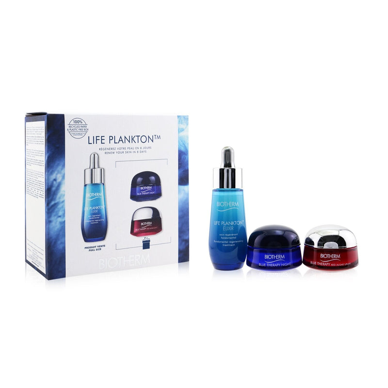 Biotherm Life Plankton Gift Set: Life Plankton Elixir 30ml+ Blue Therapy Red Algae Uplift Cream 15ml+ Blue Therapy Night Cream 15ml  3pcs