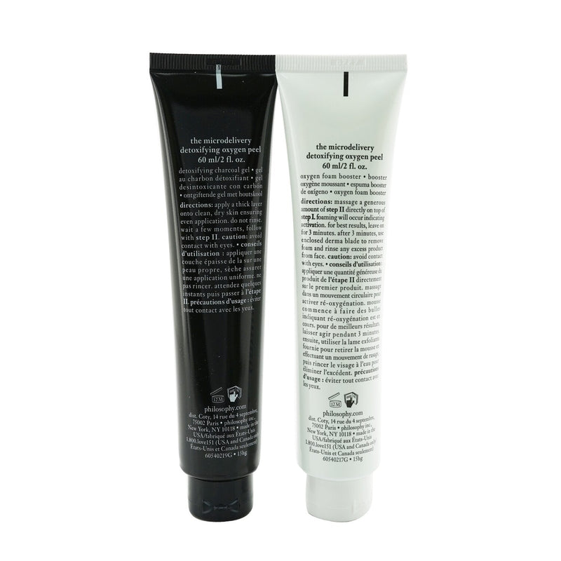 Philosophy The Microdelivery Detoxifying Oxygen Peel: Detoxifying Charcoal Gel 60ml + Oxygen Foam Booster 60ml  2pcs