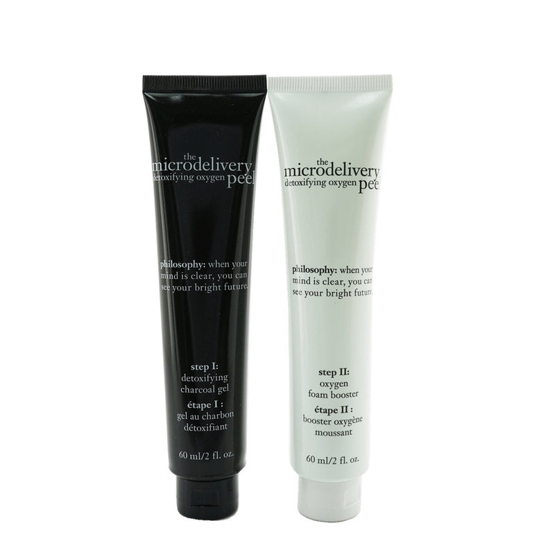 Philosophy The Microdelivery Detoxifying Oxygen Peel: Detoxifying Charcoal Gel 60ml + Oxygen Foam Booster 60ml  2pcs