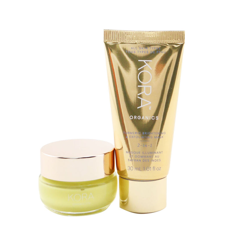 Kora Organics Turmeric Glow Collection: Turmeric Brightening & Exfoliating Mask 30ml + Turmeric Glow Moisturizer 15ml  2pcs